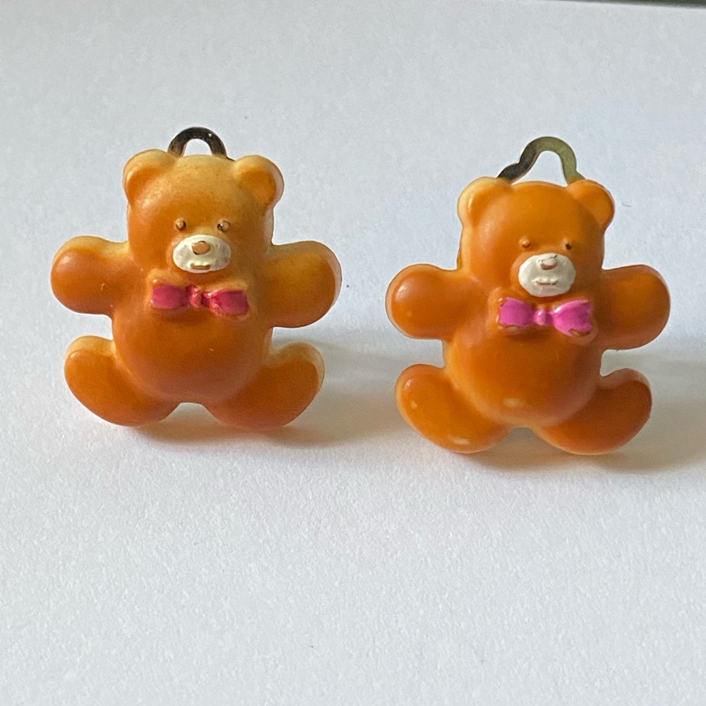 Teddy Bear Clip On Vintage Earrings